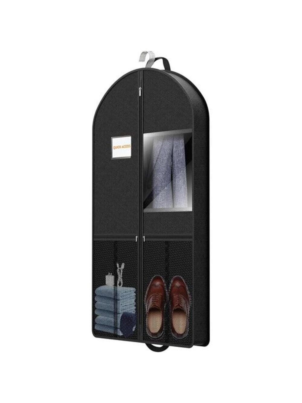 Men Suit Garment Bag Travel Foldable Clothes Coat Jacket Tuxedo Shirt Black